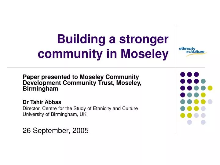 building a stronger community in moseley