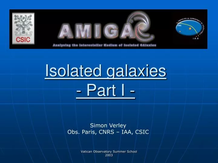 isolated galaxies part i