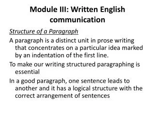 Module III: Written English communication