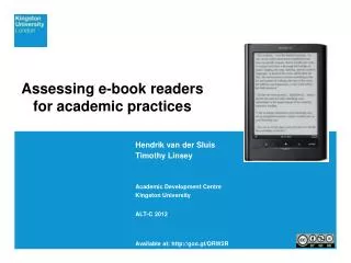 Assessing e-book readers for academic practices