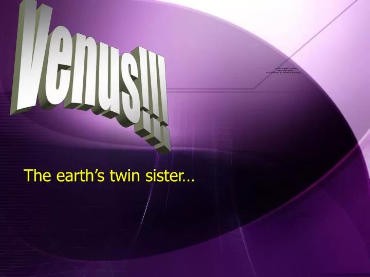 the earth s twin sister