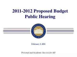 2011-2012 Proposed Budget Public Hearing