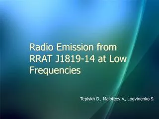 Radio Emission from RRAT J1819-14 at Low Frequencies
