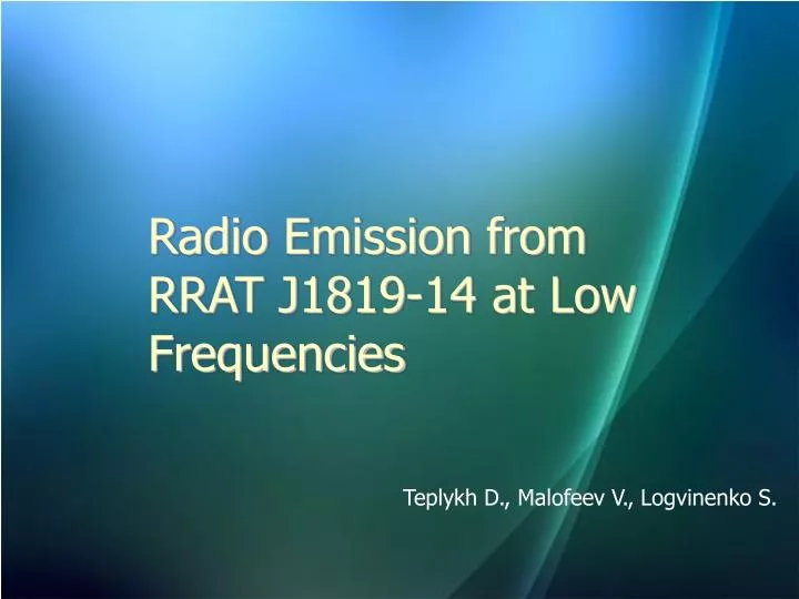 radio emission from rrat j1819 14 at low frequencies