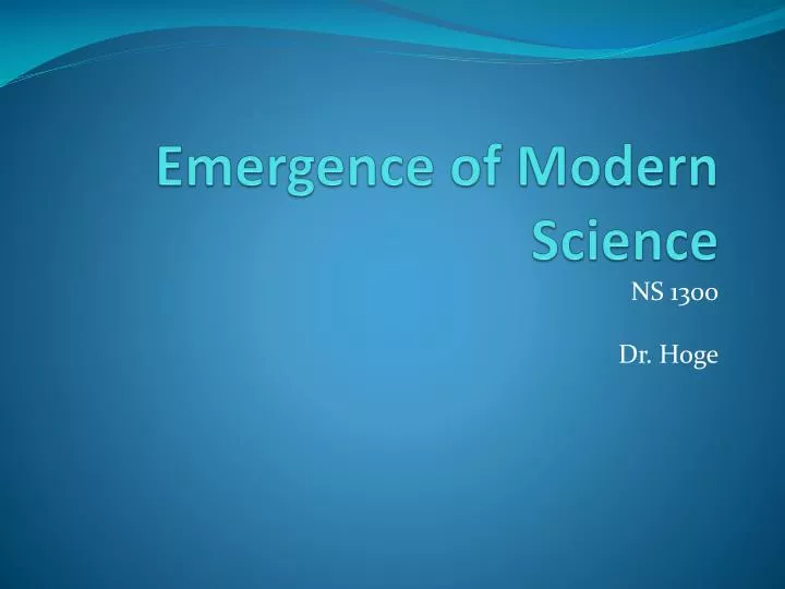 emergence of modern science