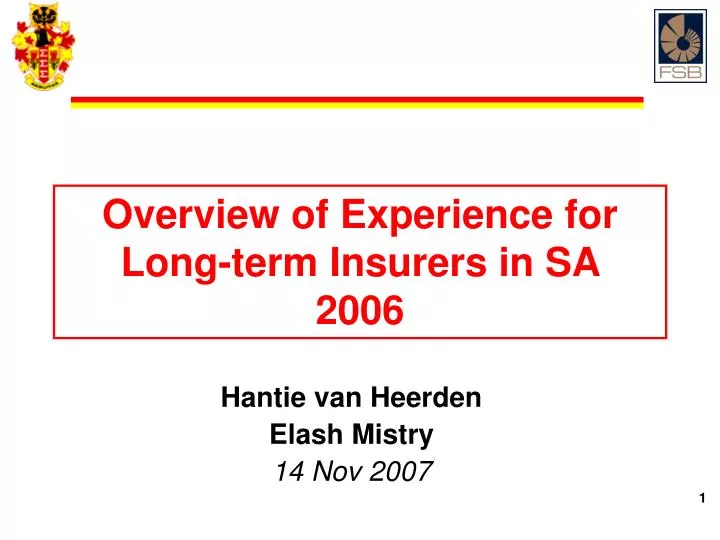 overview of experience for long term insurers in sa 2006