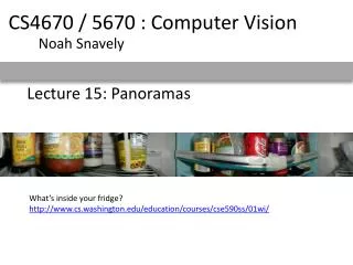 Lecture 15: Panoramas