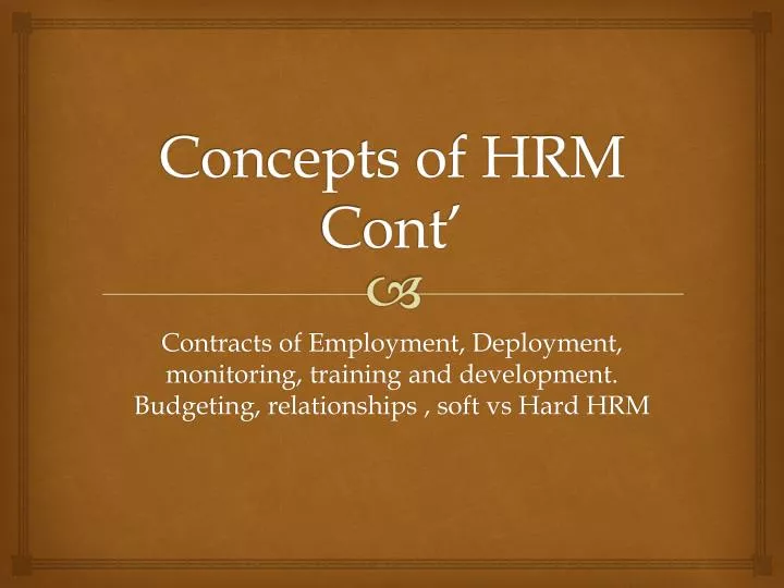concepts of hrm cont