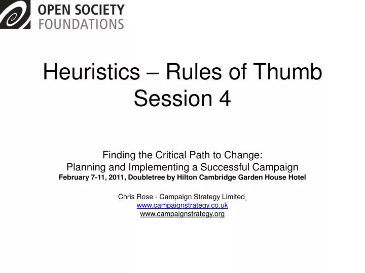 heuristics rules of thumb session 4