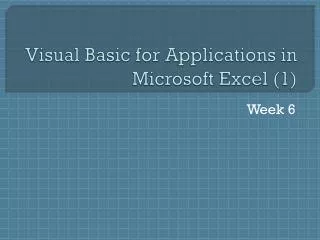 Visual Basic for Applications in Microsoft Excel (1)