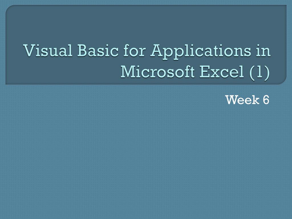 PPT - Visual Basic for Applications in Microsoft Excel (1) PowerPoint ...