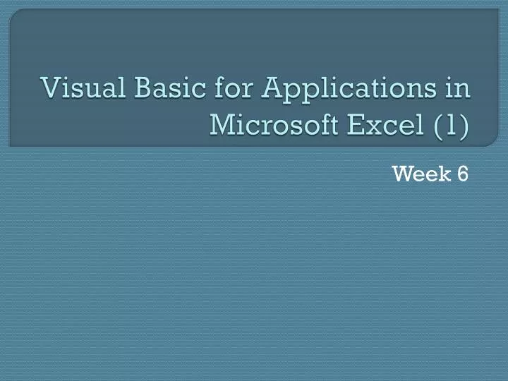 visual basic for applications in microsoft excel 1