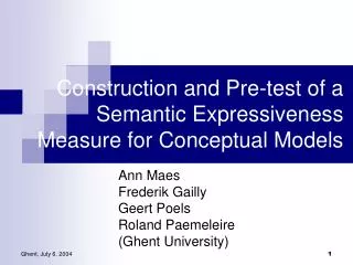 Construction and Pre-test of a Semantic Expressiveness Measure for Conceptual Models