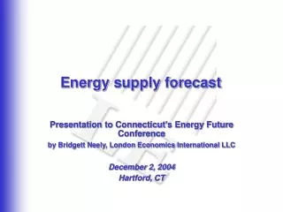 Energy supply forecast