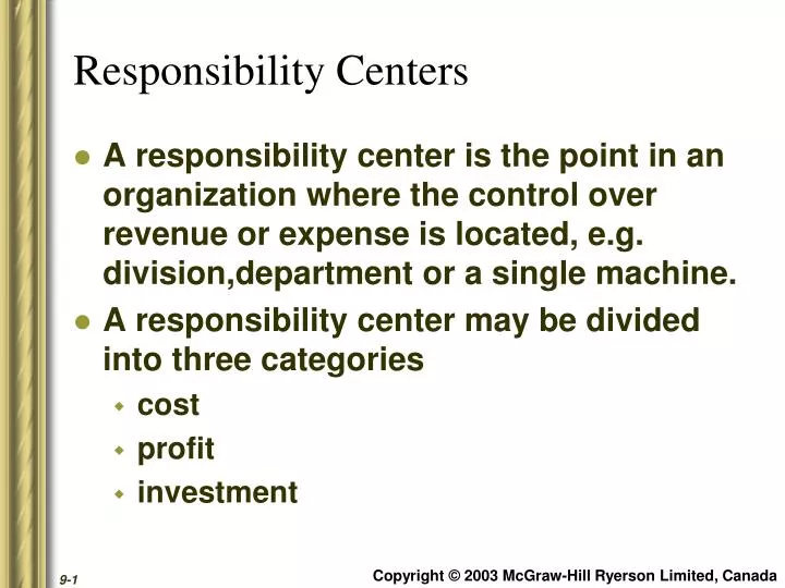 responsibility centers