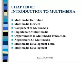CHAPTER 01: INTRODUCTION TO MULTIMEDIA