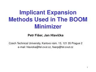 Implicant Expansion Methods Used in The BOOM Minimizer