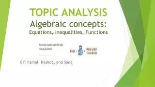 TOPIC ANALYSIS Algebraic concepts: Equations, Inequalities, Functions