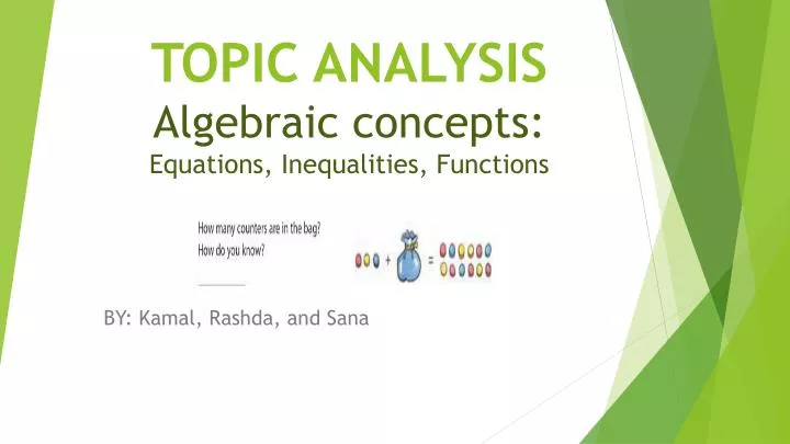 topic analysis algebraic concepts equations inequalities functions