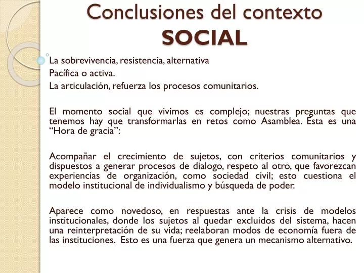 conclusiones del contexto social