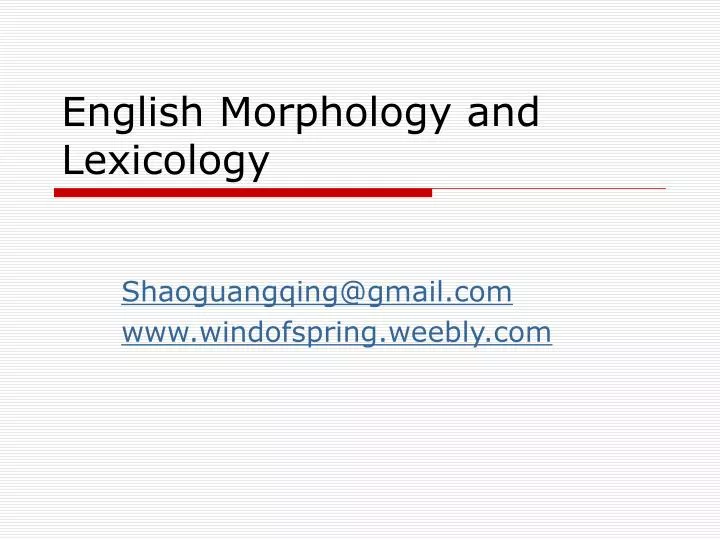 english morphology and lexicology