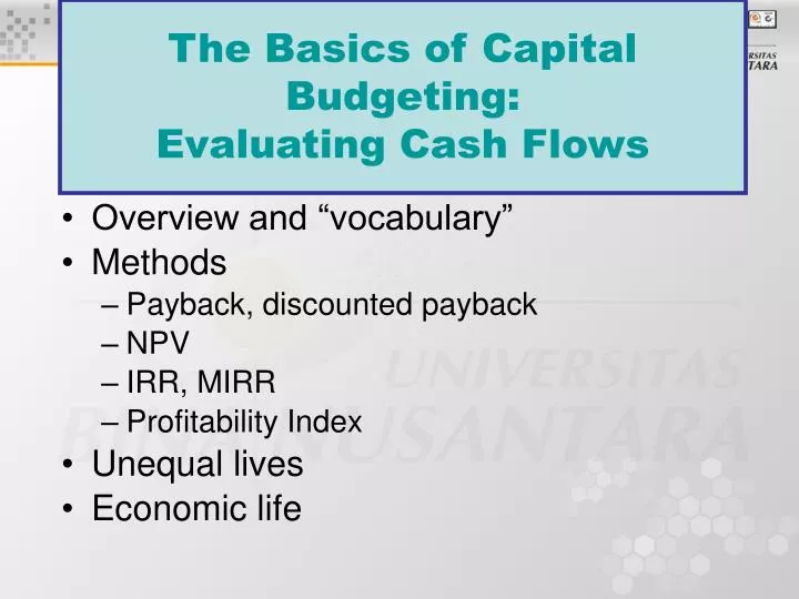the basics of capital budgeting evaluating cash flows