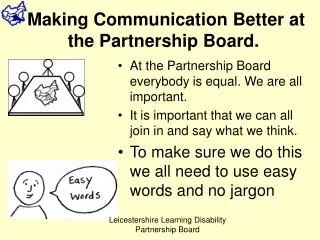 Making Communication Better at the Partnership Board.