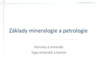 z klady mineralogie a petrologie