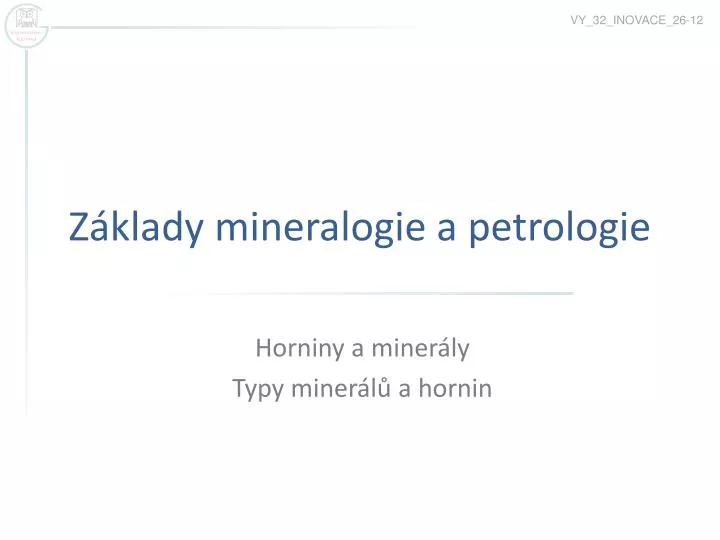 z klady mineralogie a petrologie