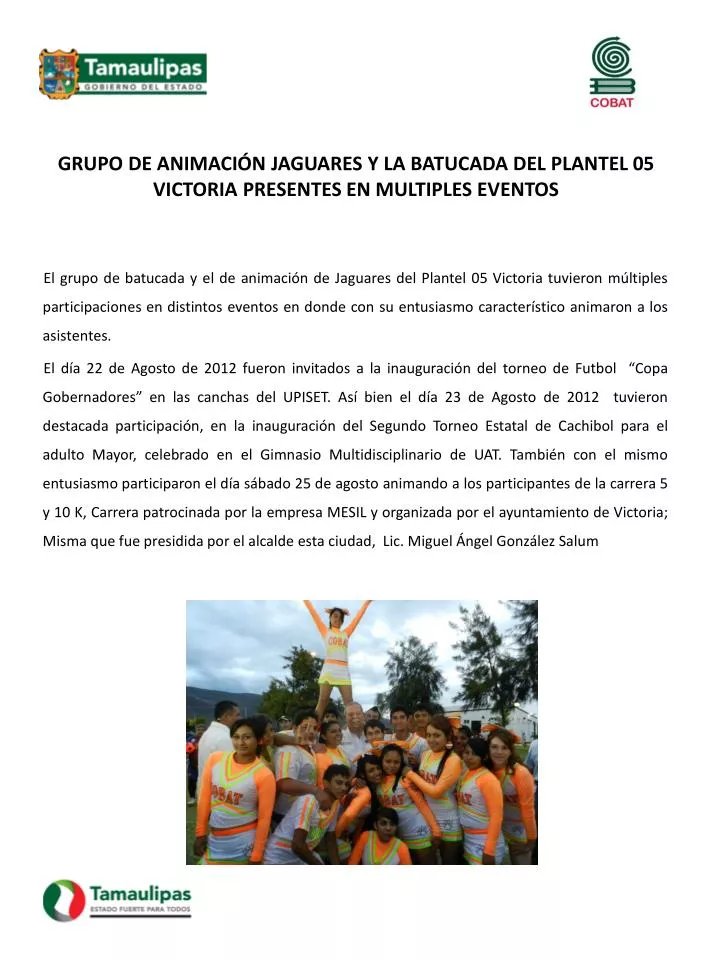 grupo de animaci n jaguares y la batucada del plantel 05 victoria presentes en multiples eventos