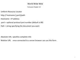 World Wide Web Forouzan Chapter 22