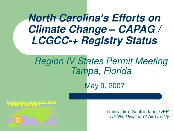 north carolina s efforts on climate change capag lcgcc registry status