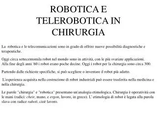 robotica e telerobotica in chirurgia