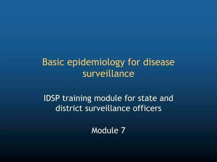 basic epidemiology for disease surveillance