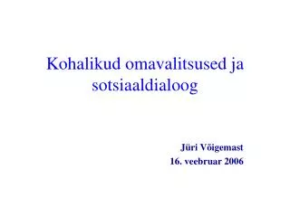 kohalikud omavalitsused ja sotsiaaldialoog