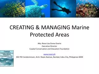 CREATING &amp; MANAGING Marine Protected Areas