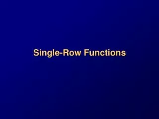 single row functions