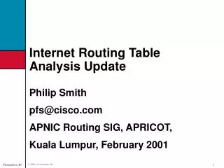 Internet Routing Table Analysis Update