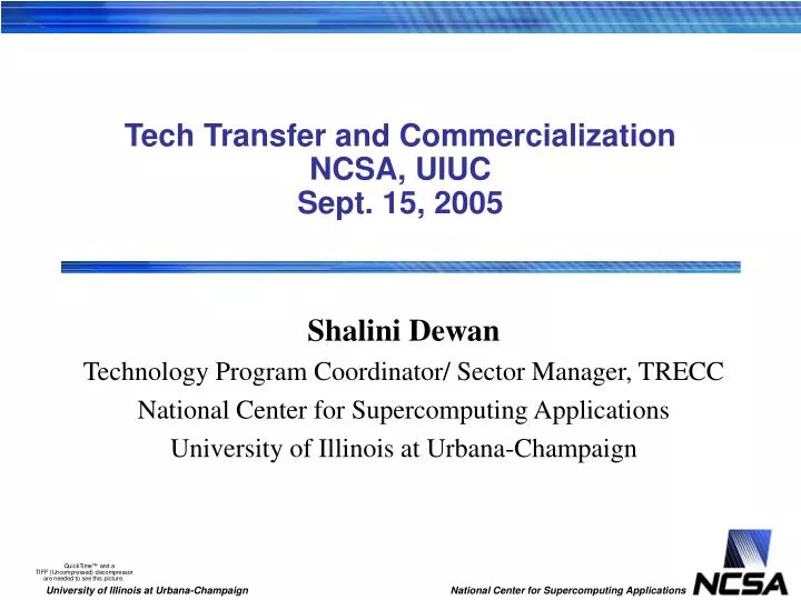 tech transfer and commercialization ncsa uiuc sept 15 2005