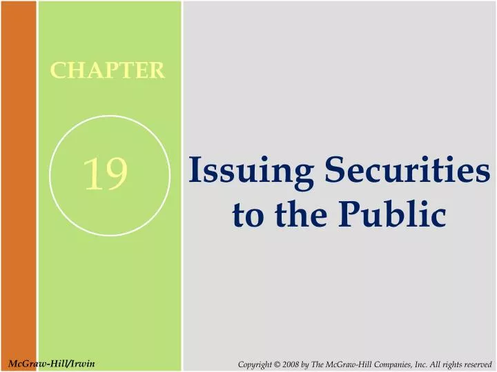 issuing securities to the public