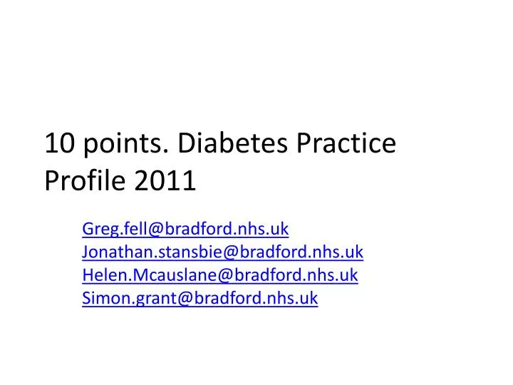 10 points diabetes practice profile 2011