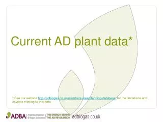 Current AD plant data*