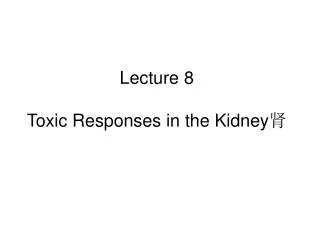 Lecture 8 Toxic Responses in the Kidney ?
