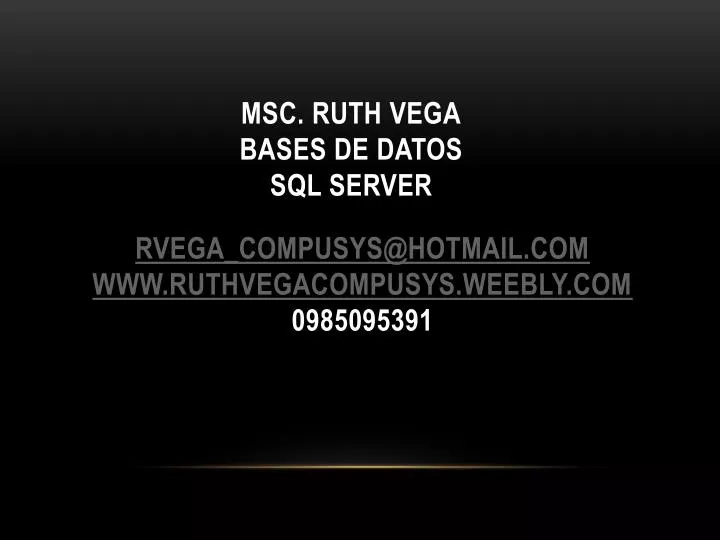msc ruth vega bases de datos sql server
