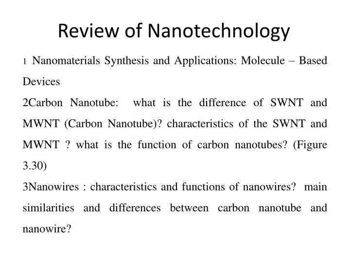 review of nanotechnology