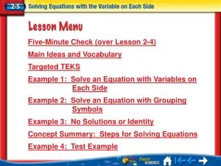 lesson 5 menu