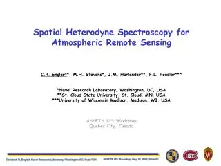 Spatial Heterodyne Spectroscopy for Atmospheric Remote Sensing