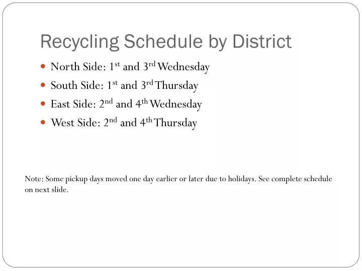 recycling schedule by district