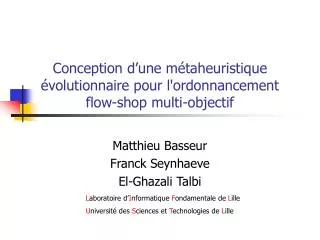conception d une m taheuristique volutionnaire pour l ordonnancement flow shop multi objectif