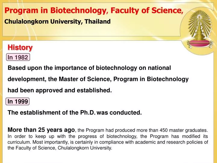 program in biotechnology faculty of science chulalongkorn university thailand